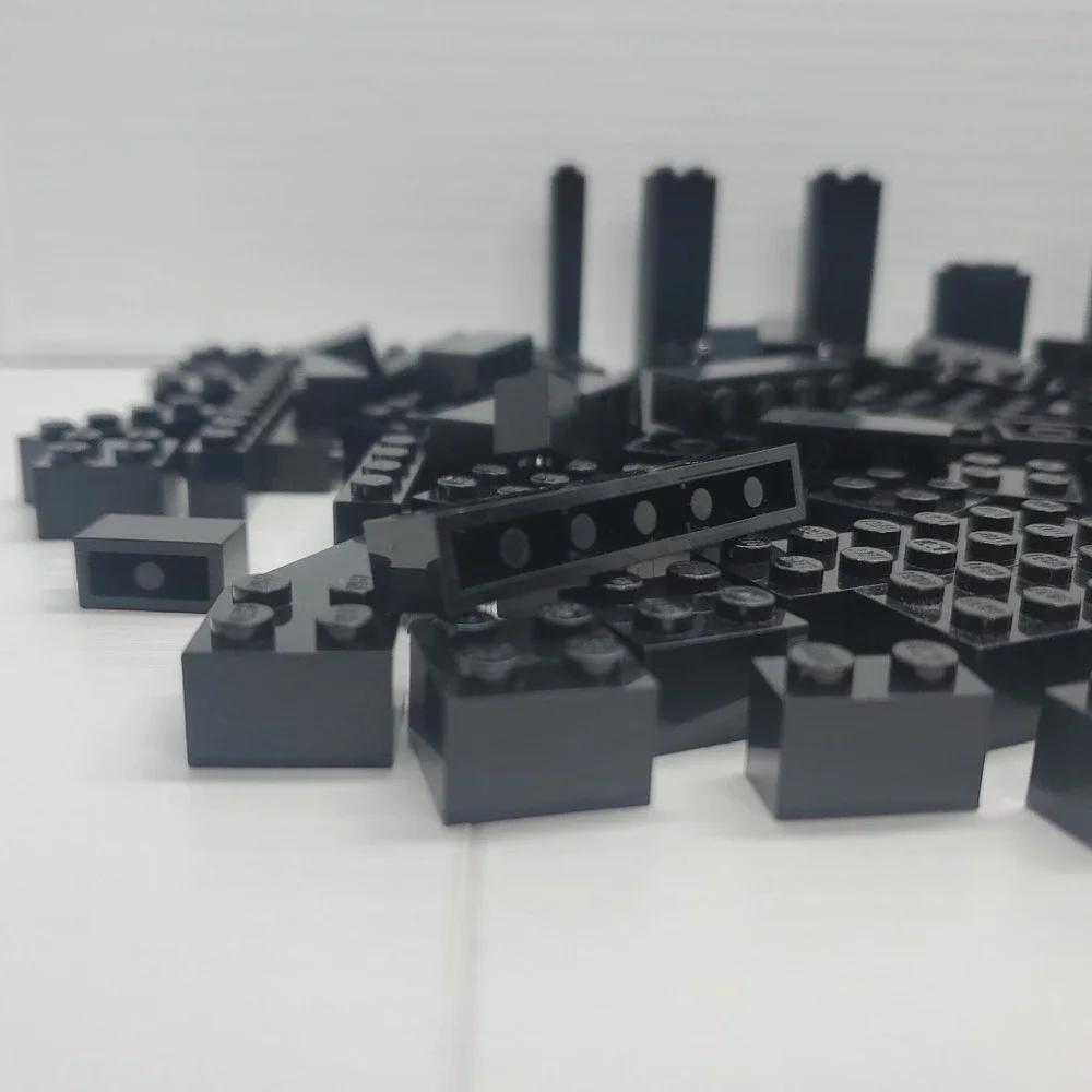 Lego Parts Bricks - Lot Of 140 Black Bricks Assorted‎ Sizes